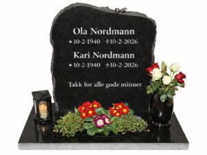 Eksempel på oppsett på gravstein